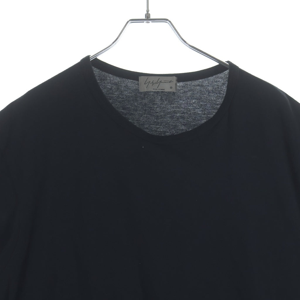 Yohji Yamamoto POUR HOMME(ヨウジヤマモト プールオム) 17AW バックプリント クルーネック コットン 半袖スタッフTシャツ カットソー ブラック HK-T40-082
