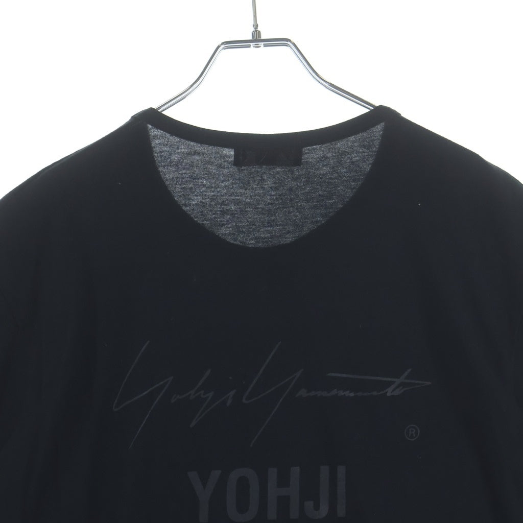 Yohji Yamamoto POUR HOMME(ヨウジヤマモト プールオム) 17AW バックプリント クルーネック コットン 半袖スタッフTシャツ カットソー ブラック HK-T40-082