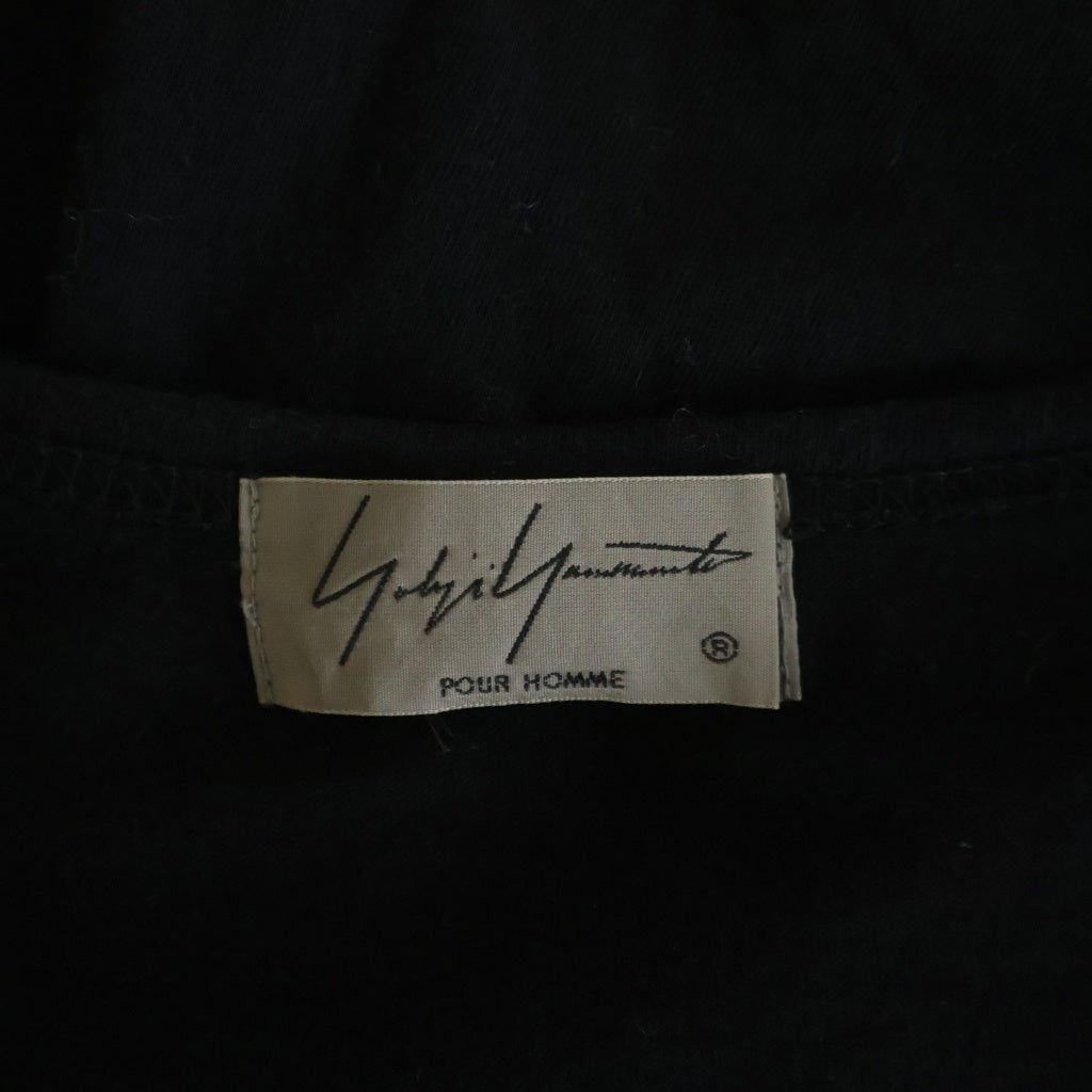Yohji Yamamoto POUR HOMME(ヨウジヤマモト プールオム) 17AW バックプリント クルーネック コットン 半袖スタッフTシャツ カットソー ブラック HK-T40-082