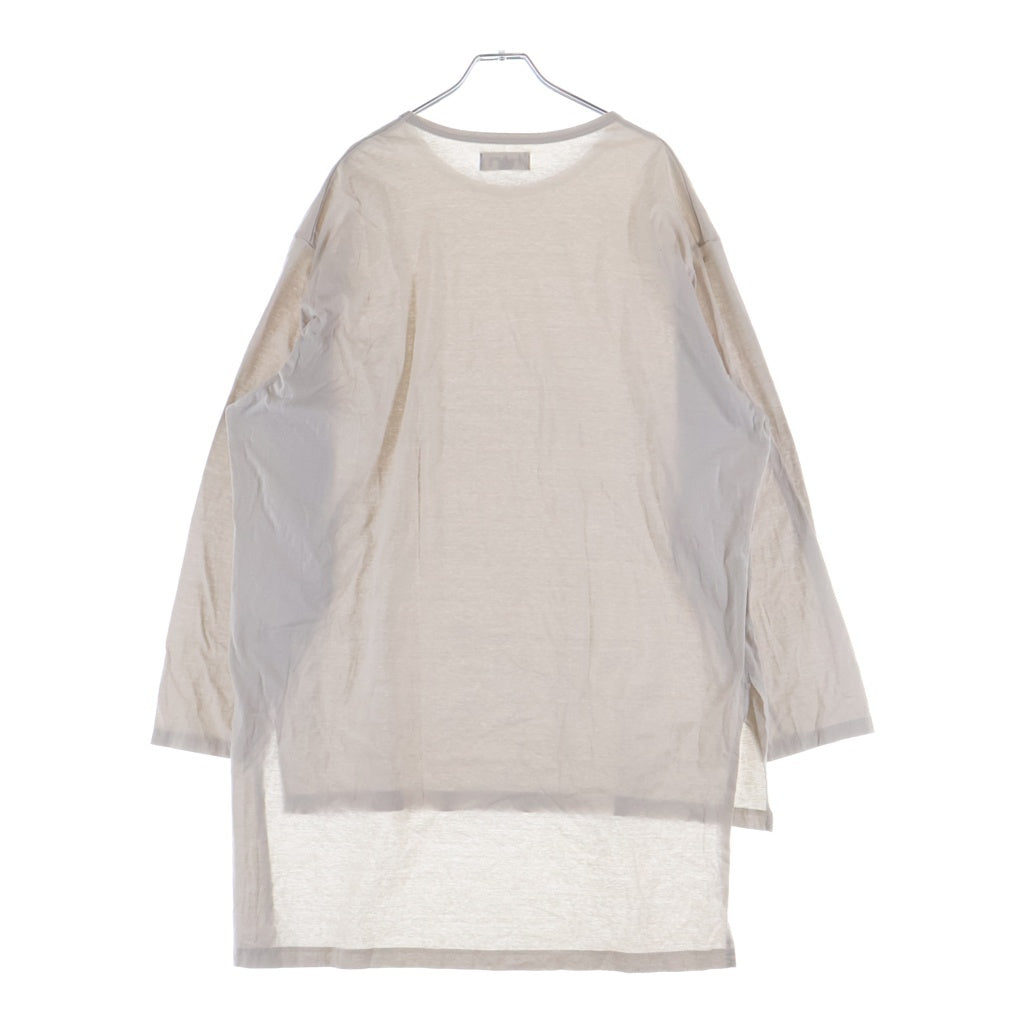 Yohji Yamamoto POUR HOMME(ヨウジヤマモト プールオム) 19SS サイドスリット ロング丈 クルーネック コットン 長袖Tシャツ カットソー ベージュ HH-T91-981