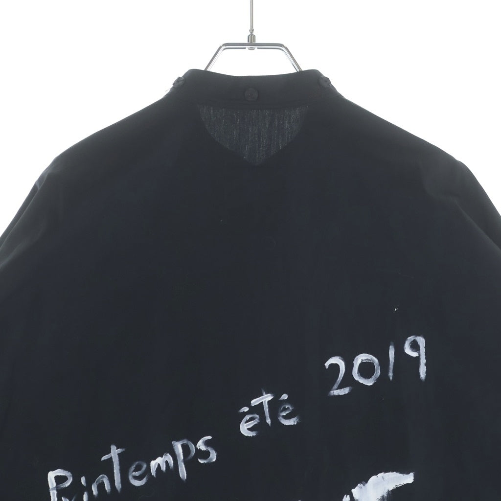 BLACK Scandal Yohji Yamamoto(ブラックスキャンダルヨウジヤマモト) 19SS バックペイントデザイン ロング丈 長袖シャツ ブラック NH-B29-001