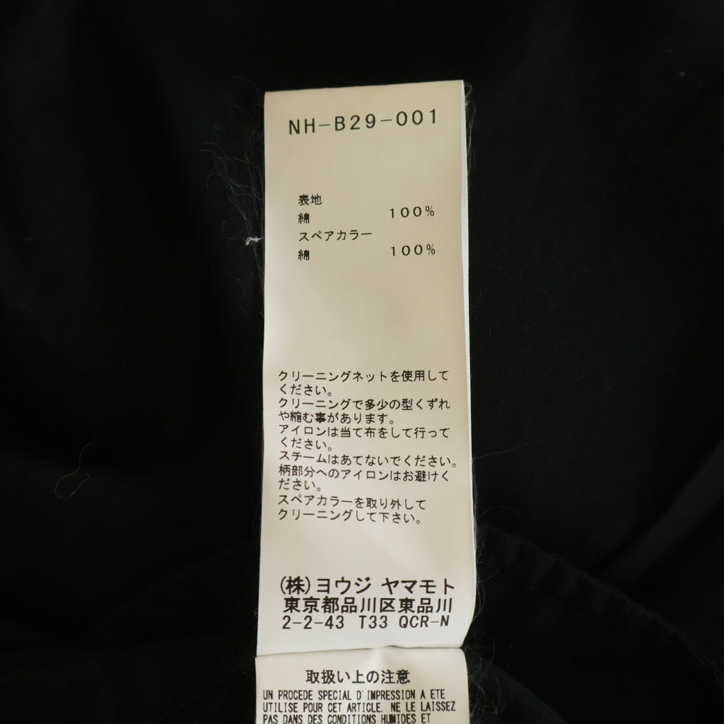 BLACK Scandal Yohji Yamamoto(ブラックスキャンダルヨウジヤマモト) 19SS バックペイントデザイン ロング丈 長袖シャツ ブラック NH-B29-001