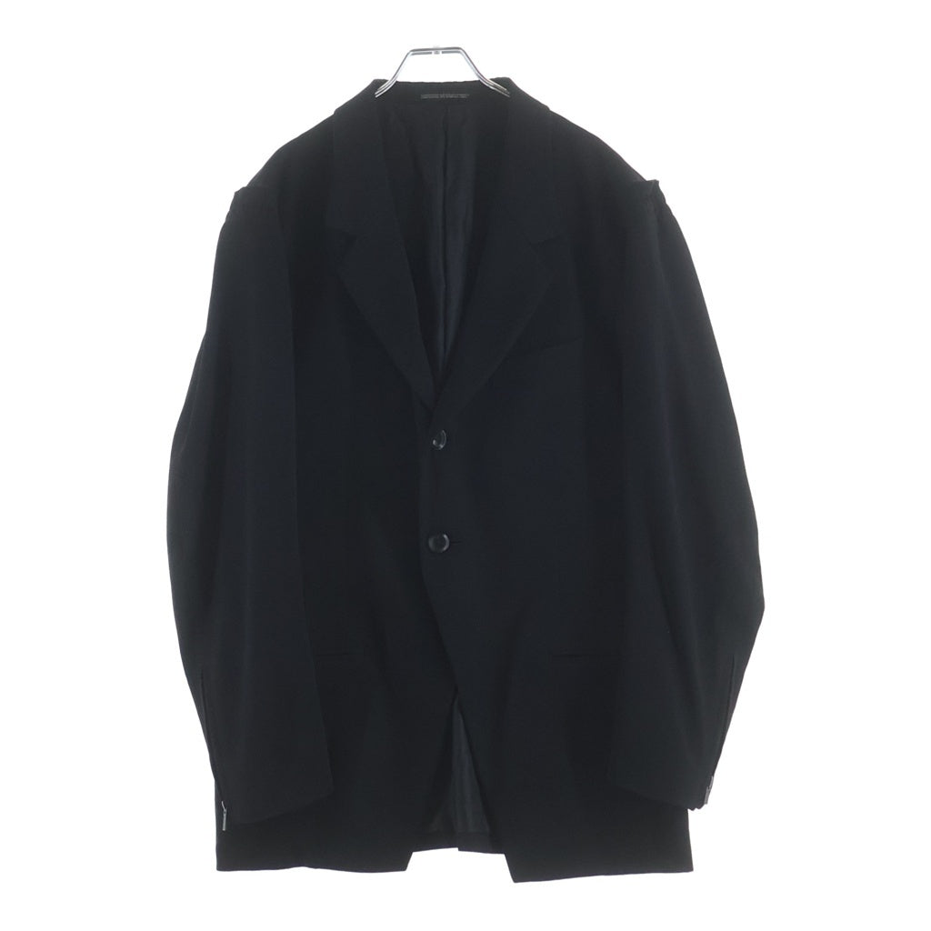 Yohji Yamamoto POUR HOMME(ヨウジヤマモト プールオム) 18AW ウールギャバジン ジップスリット カットオフデザイン テーラードジャケット ブラック HV-J48-100