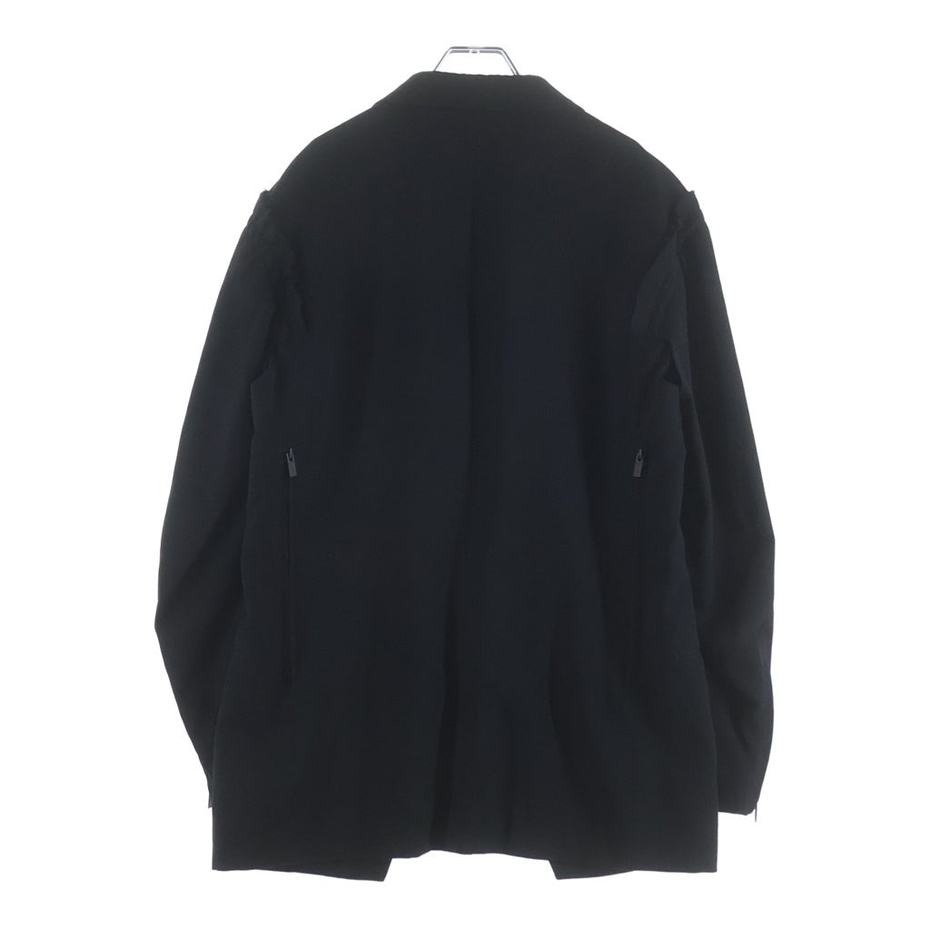 Yohji Yamamoto POUR HOMME(ヨウジヤマモト プールオム) 18AW ウールギャバジン ジップスリット カットオフデザイン テーラードジャケット ブラック HV-J48-100