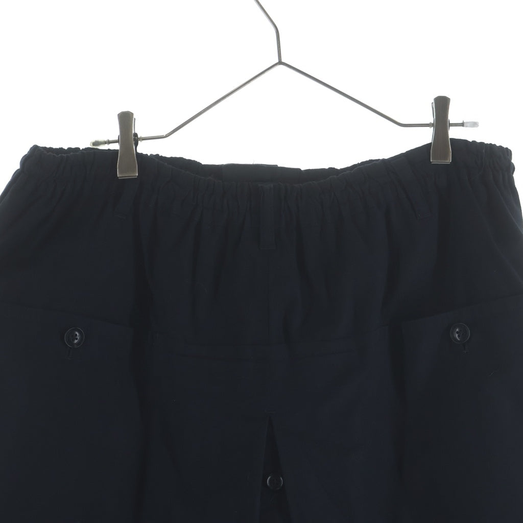Yohji Yamamoto POUR HOMME(ヨウジヤマモト プールオム) 19AW WRAP PANTS エンブロイダリーデザイン ラップ クロップドパンツ ブラック HC-P06-003
