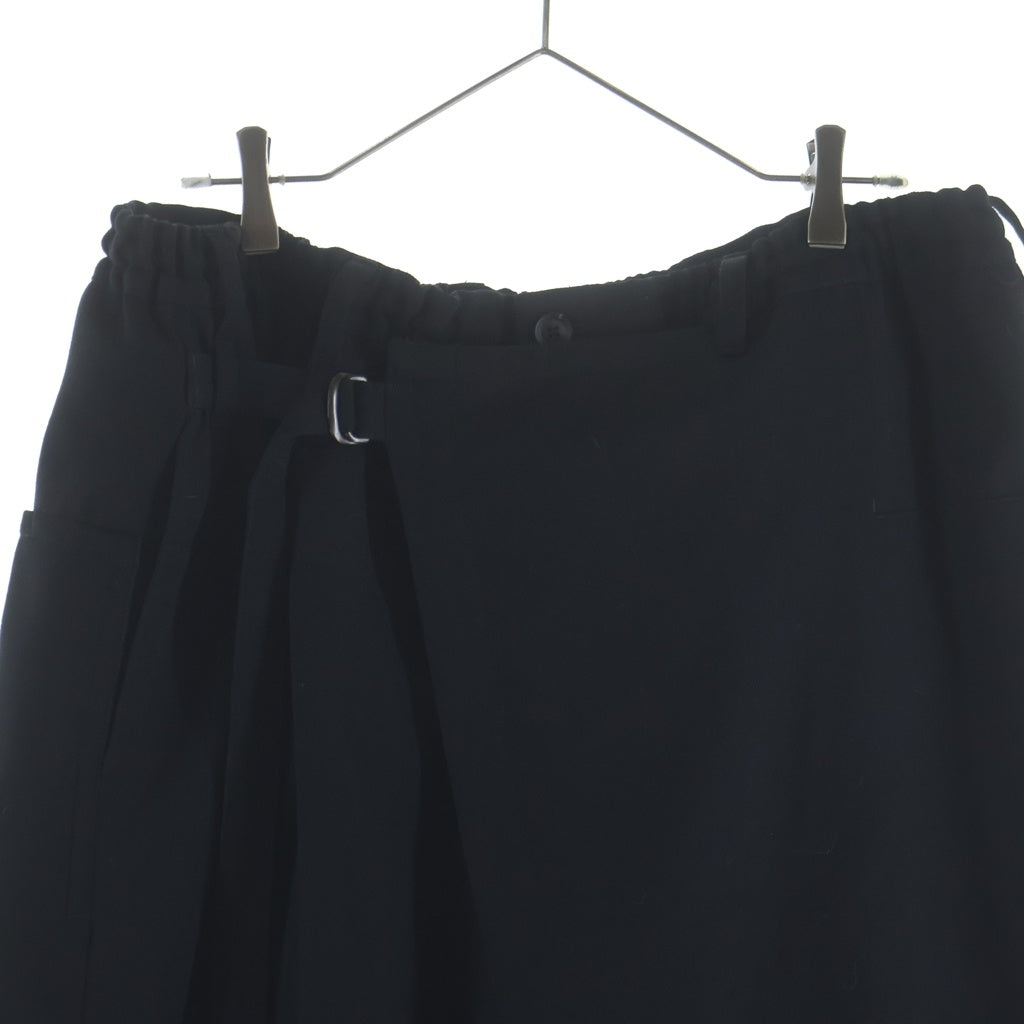 Yohji Yamamoto POUR HOMME(ヨウジヤマモト プールオム) 21AW CLASSIC WRAP PANTS ウールギャバジン クロップド ラップパンツ ブラック HX-P08-101