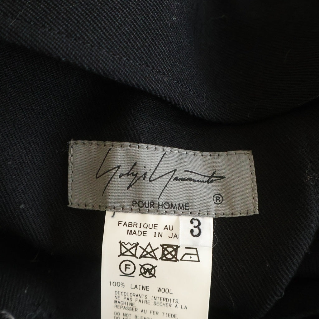 Yohji Yamamoto POUR HOMME(ヨウジヤマモト プールオム) 21AW CLASSIC WRAP PANTS ウールギャバジン クロップド ラップパンツ ブラック HX-P08-101