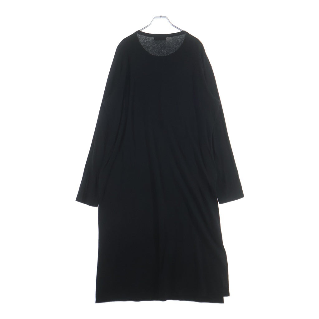 Yohji Yamamoto POUR HOMME(ヨウジヤマモト プールオム) 16SS サイドスリット ヘンリーネック コットン ロング丈 長袖カットソー ブラック HO-T26-083