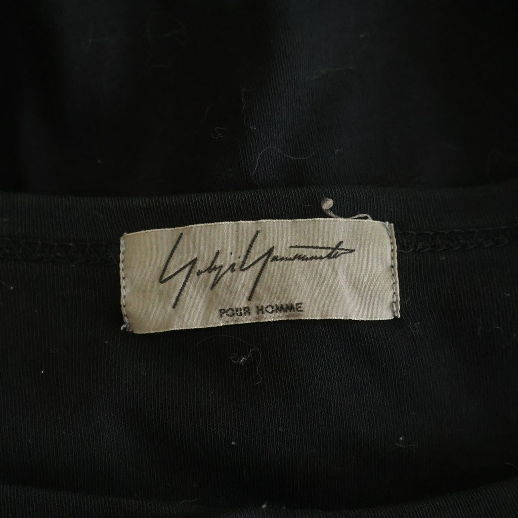 Yohji Yamamoto POUR HOMME(ヨウジヤマモト プールオム) 16SS サイドスリット ヘンリーネック コットン ロング丈 長袖カットソー ブラック HO-T26-083
