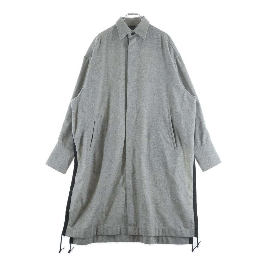 Y-3(ワイスリー) W CLASSIC WINTER SHIRT ダブルクラシック サイドスリット ウール レギュラーカラー 長袖シャツ グレー GK4411