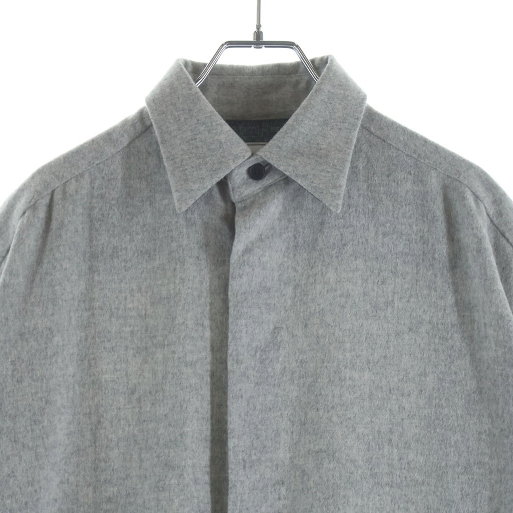 Y-3(ワイスリー) W CLASSIC WINTER SHIRT ダブルクラシック サイドスリット ウール レギュラーカラー 長袖シャツ グレー GK4411
