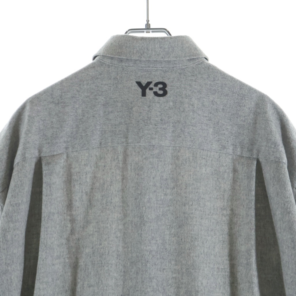 Y-3(ワイスリー) W CLASSIC WINTER SHIRT ダブルクラシック サイドスリット ウール レギュラーカラー 長袖シャツ グレー GK4411