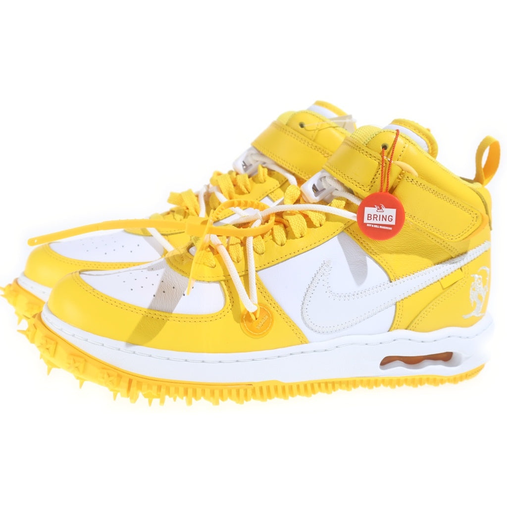 NIKE(ナイキ) ×OFF WHITE AIR FORCE 1 MID SP LTHR オフホワイト エア フォース 1 ミッドカットスニーカー ホワイト/イエロー US11/29cm DR0500-101