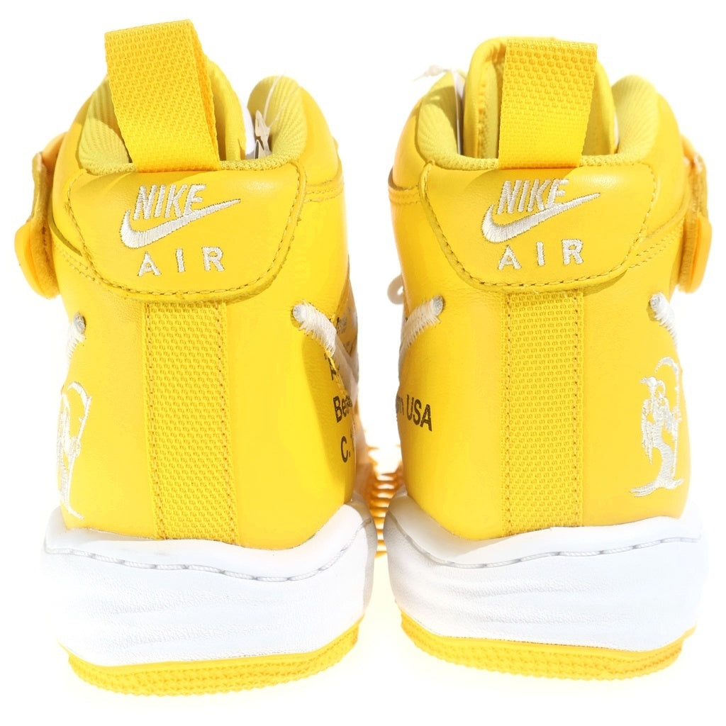 NIKE(ナイキ) ×OFF WHITE AIR FORCE 1 MID SP LTHR オフホワイト エア フォース 1 ミッドカットスニーカー ホワイト/イエロー US11/29cm DR0500-101