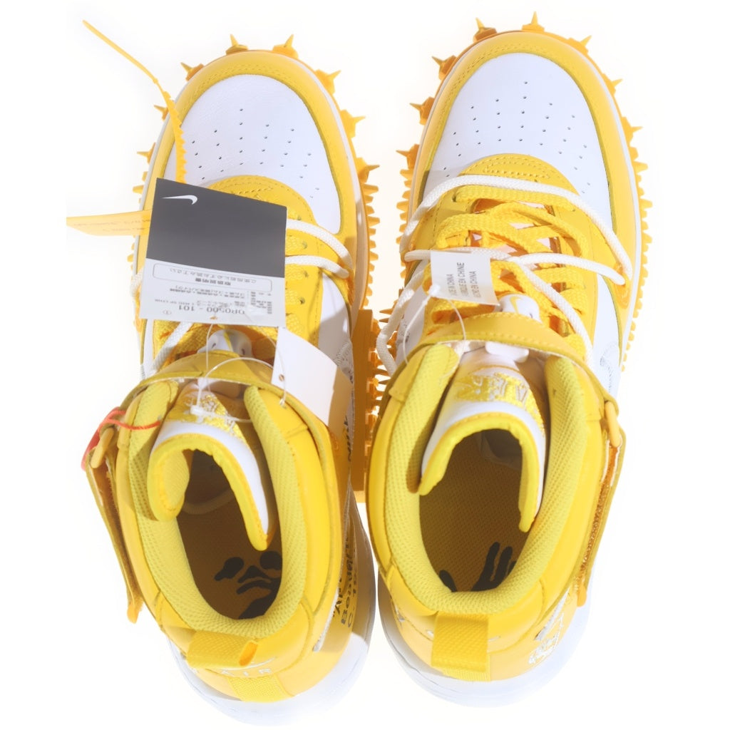 NIKE(ナイキ) ×OFF WHITE AIR FORCE 1 MID SP LTHR オフホワイト エア フォース 1 ミッドカットスニーカー ホワイト/イエロー US11/29cm DR0500-101