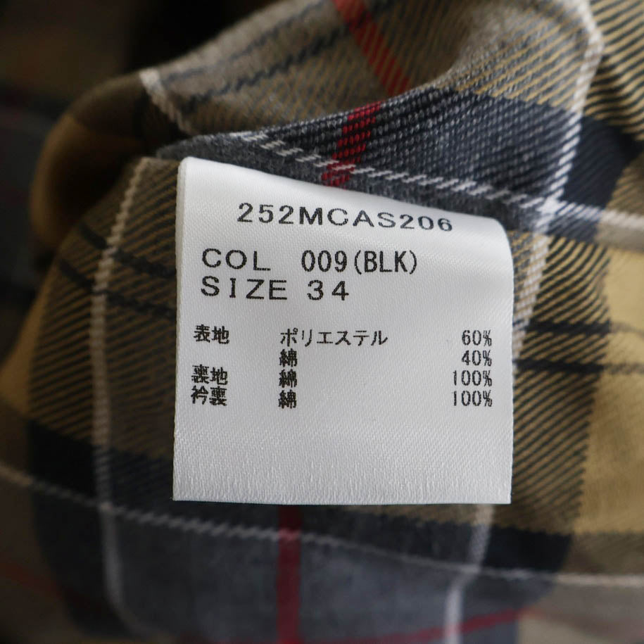 Barbour(バブアー) 25AW 裏地チェック スタンドカラー ブルゾンジャケット ブラック 252MCAS206