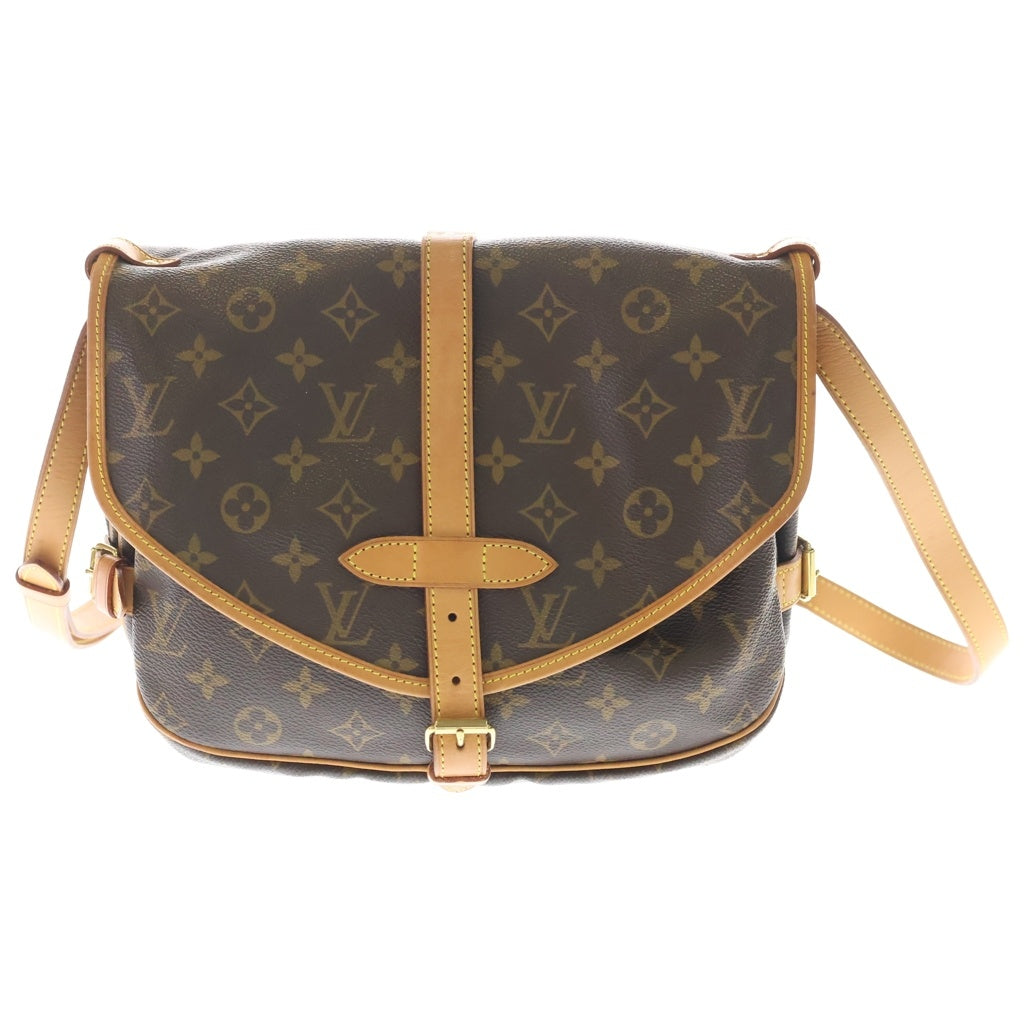 LOUIS VUITTON(ルイヴィトン) ソミュール30 モノグラム ゴールド金具 PVCレザー ショルダーバッグ ブラウン M42256 MB0070 レディース