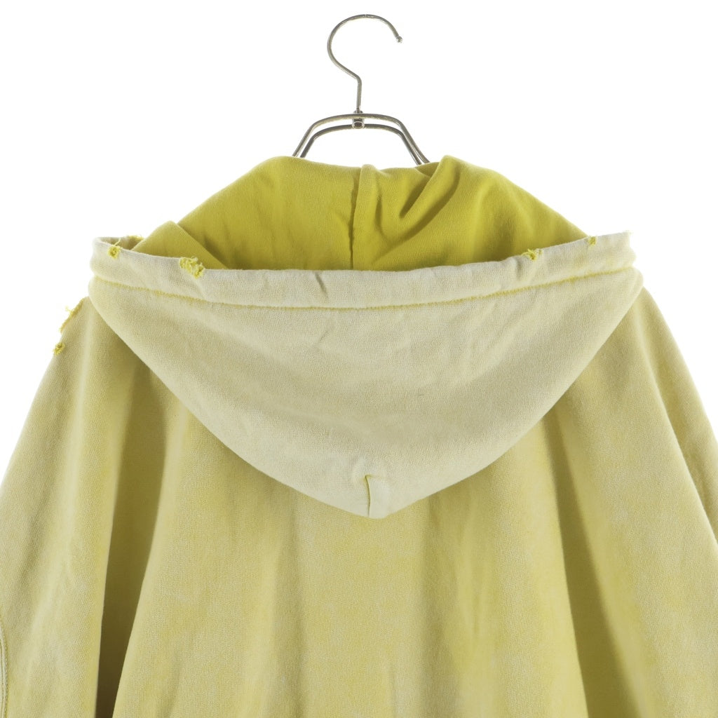 MAISON MIHARAYASUHIRO(メゾンミハラヤスヒロ) 25AW BLEACHED HALF ZIP HOODIE ロゴエンブロイダリー ブリーチドハーフジップフーディー プルオーバーパーカー イエロー A15HD565