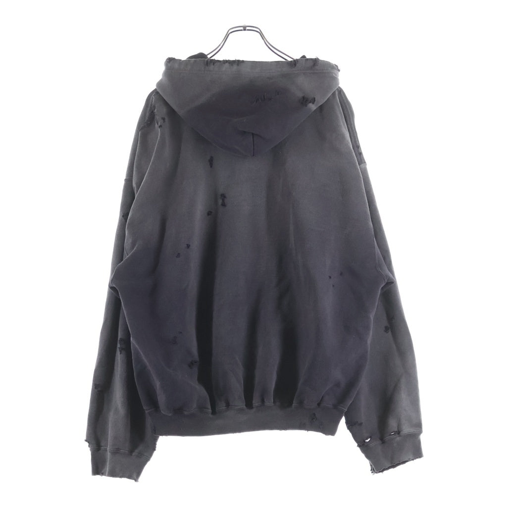 MAISON MIHARAYASUHIRO(メゾンミハラヤスヒロ) 26SS AMATEUR SEWN LIKE ZIP-UP HOODIE ロゴエンブロイダリー アマチュアシーンライク ジップアップスウェットフーディー ブラック A15PK541