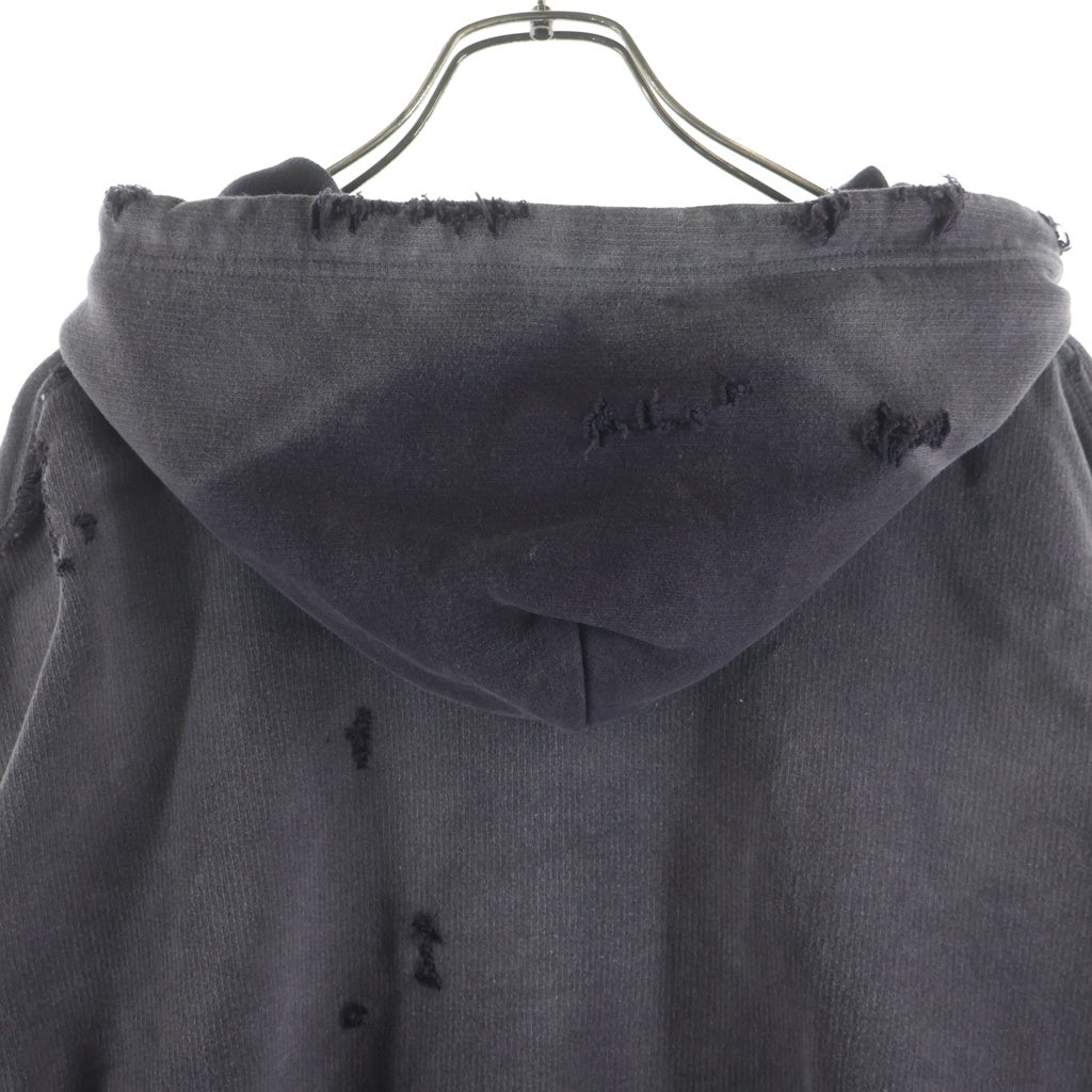 MAISON MIHARAYASUHIRO(メゾンミハラヤスヒロ) 26SS AMATEUR SEWN LIKE ZIP-UP HOODIE ロゴエンブロイダリー アマチュアシーンライク ジップアップスウェットフーディー ブラック A15PK541