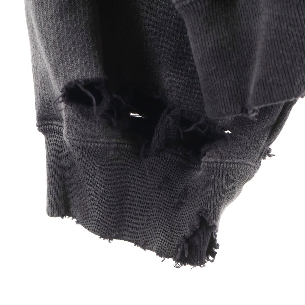 MAISON MIHARAYASUHIRO(メゾンミハラヤスヒロ) 26SS AMATEUR SEWN LIKE ZIP-UP HOODIE ロゴエンブロイダリー アマチュアシーンライク ジップアップスウェットフーディー ブラック A15PK541