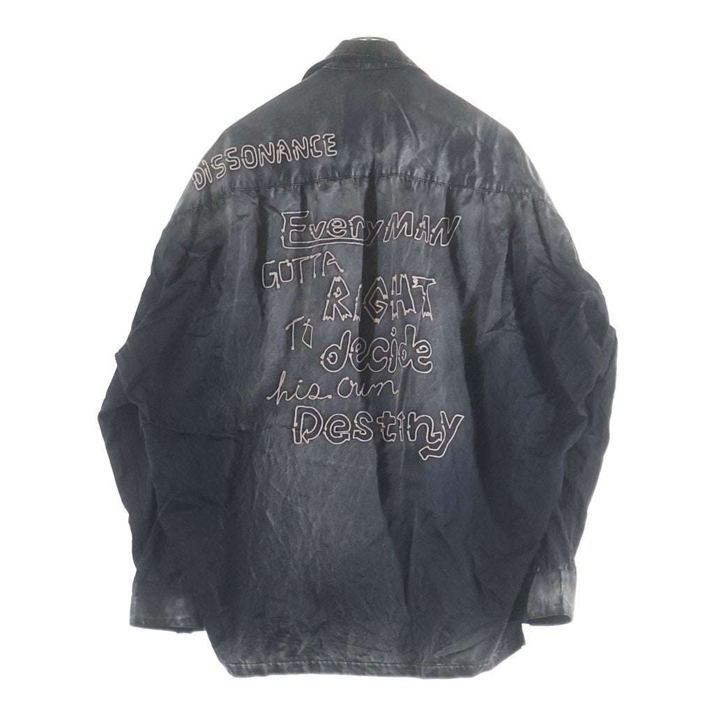 MAISON MIHARAYASUHIRO(メゾンミハラヤスヒロ) 24AW BLEACHED L/S SATIN SHIRTS ロゴエンブロイダリー ブリーチドサテンシャツ ブラック J13SH183