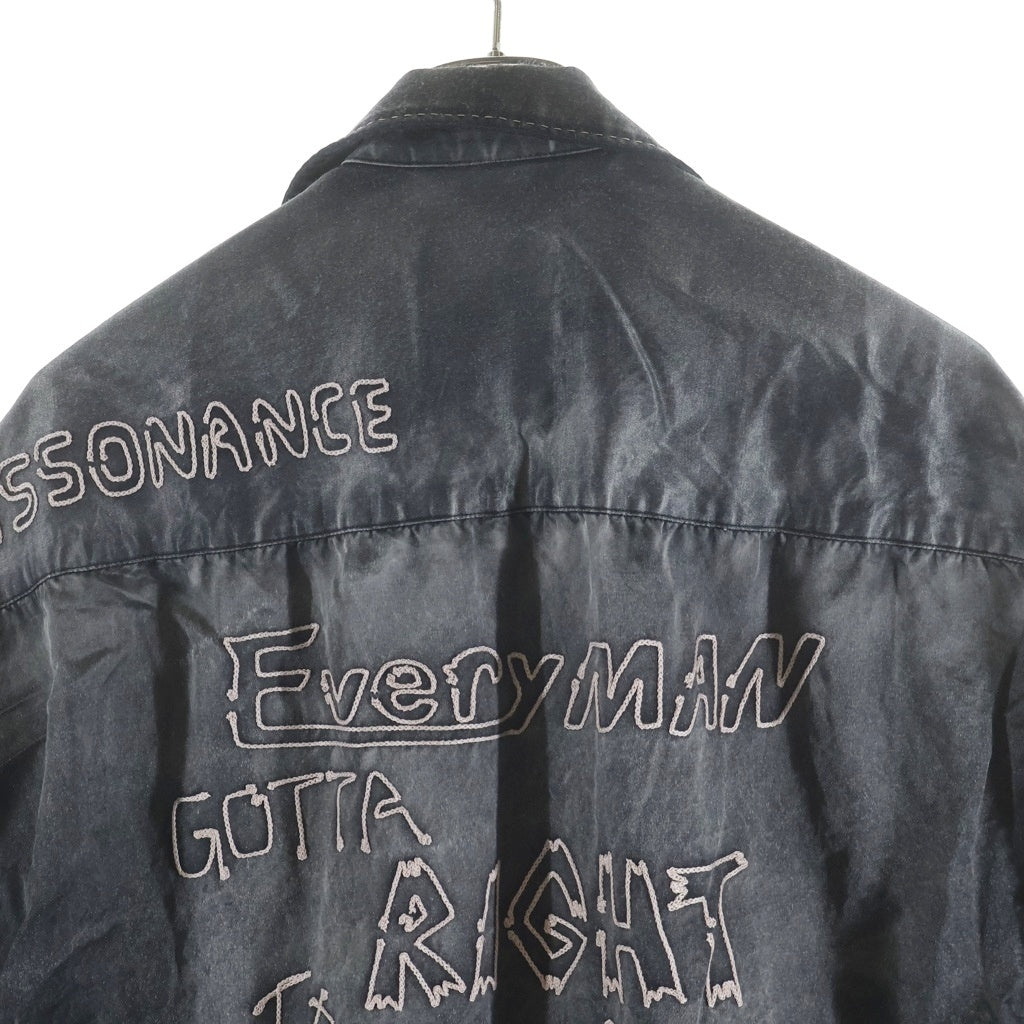 MAISON MIHARAYASUHIRO(メゾンミハラヤスヒロ) 24AW BLEACHED L/S SATIN SHIRTS ロゴエンブロイダリー ブリーチドサテンシャツ ブラック J13SH183