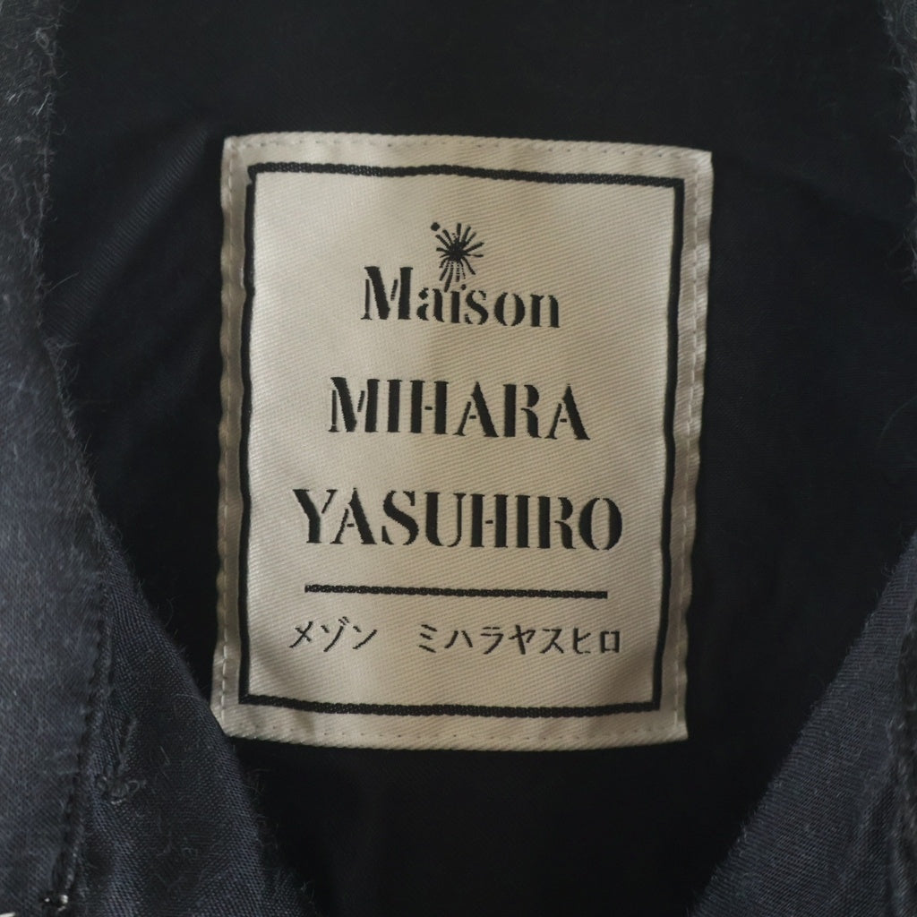 MAISON MIHARAYASUHIRO(メゾンミハラヤスヒロ) 24AW BLEACHED L/S SATIN SHIRTS ロゴエンブロイダリー ブリーチドサテンシャツ ブラック J13SH183