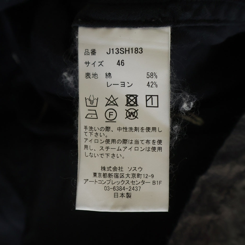 MAISON MIHARAYASUHIRO(メゾンミハラヤスヒロ) 24AW BLEACHED L/S SATIN SHIRTS ロゴエンブロイダリー ブリーチドサテンシャツ ブラック J13SH183