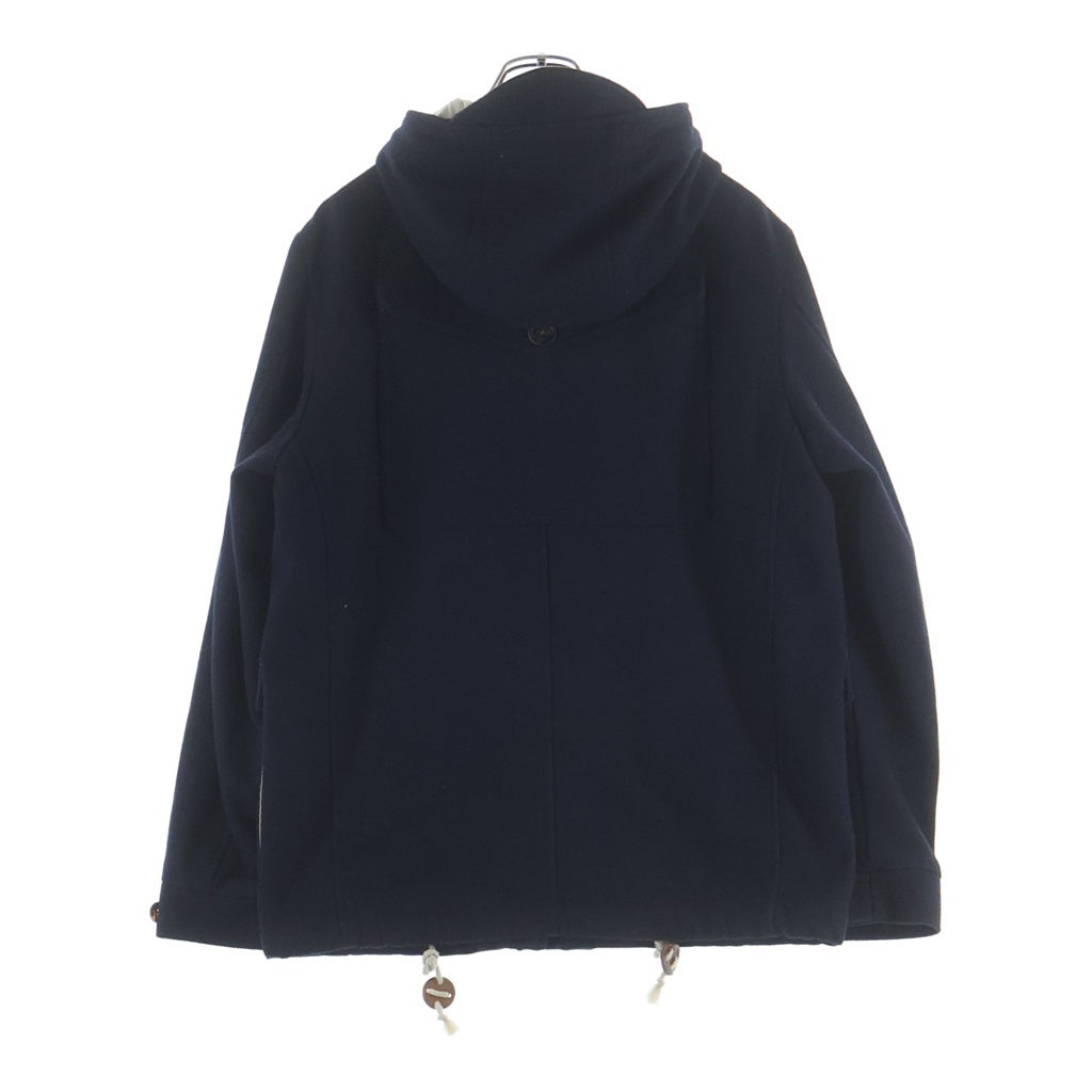 STUSSY(ステューシー) ウール フロントロゴエンブロイダリー ドローコード フーデッドダッフルコート ネイビー