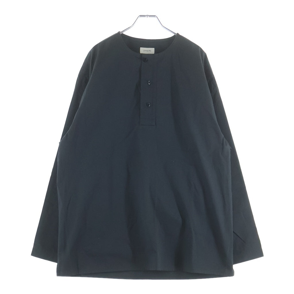 LEMAIRE(ルメール) 18AW ノーカラー 長袖コットンプルオーバーシャツ グレー M183 TO118 LF272