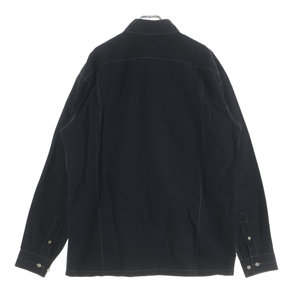 LEMAIRE(ルメール) 20SS BLACK MILITALY SHIRT ブラックミリタリー ホワイトステッチ 長袖ボタンシャツ ブラック M201 SH148 LF423