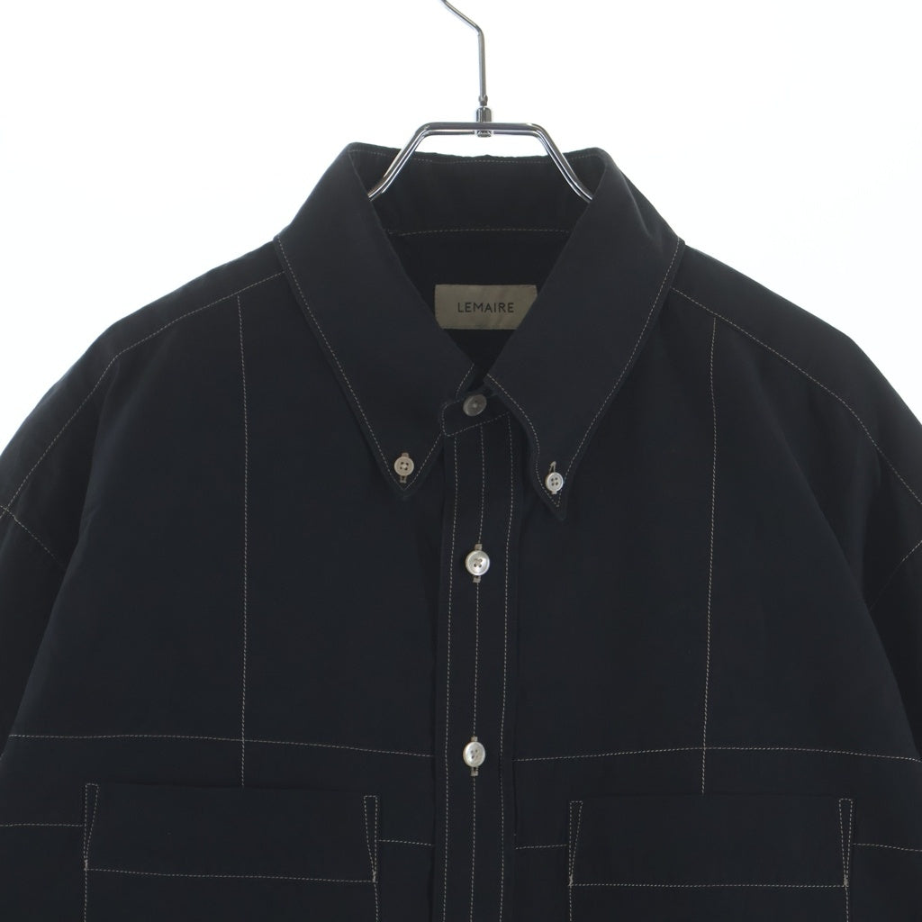 LEMAIRE(ルメール) 20SS BLACK MILITALY SHIRT ブラックミリタリー ホワイトステッチ 長袖ボタンシャツ ブラック M201 SH148 LF423