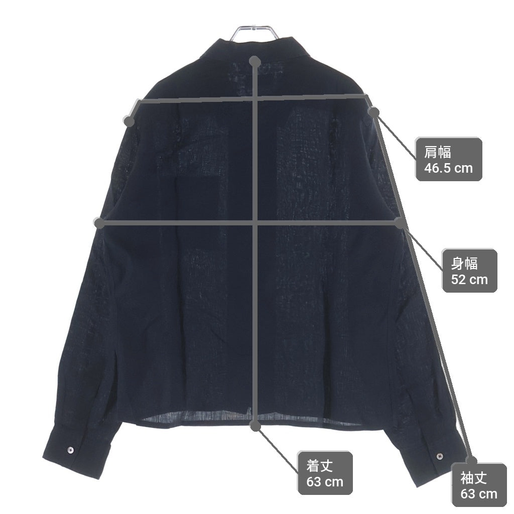 HERMES(エルメス) 長袖リネン ジップアップシャツジャケット ブルゾン ネイビー
