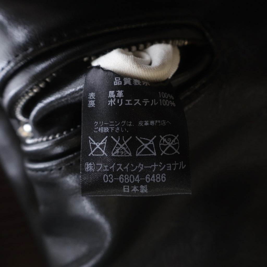 666 LEATHER WEAR(トリプルシックスレザーウェア) LJM-8TF マルチポケット ダブル タータンチェック柄 ホースハイド レザージャケット ライダースジャケット ブラック