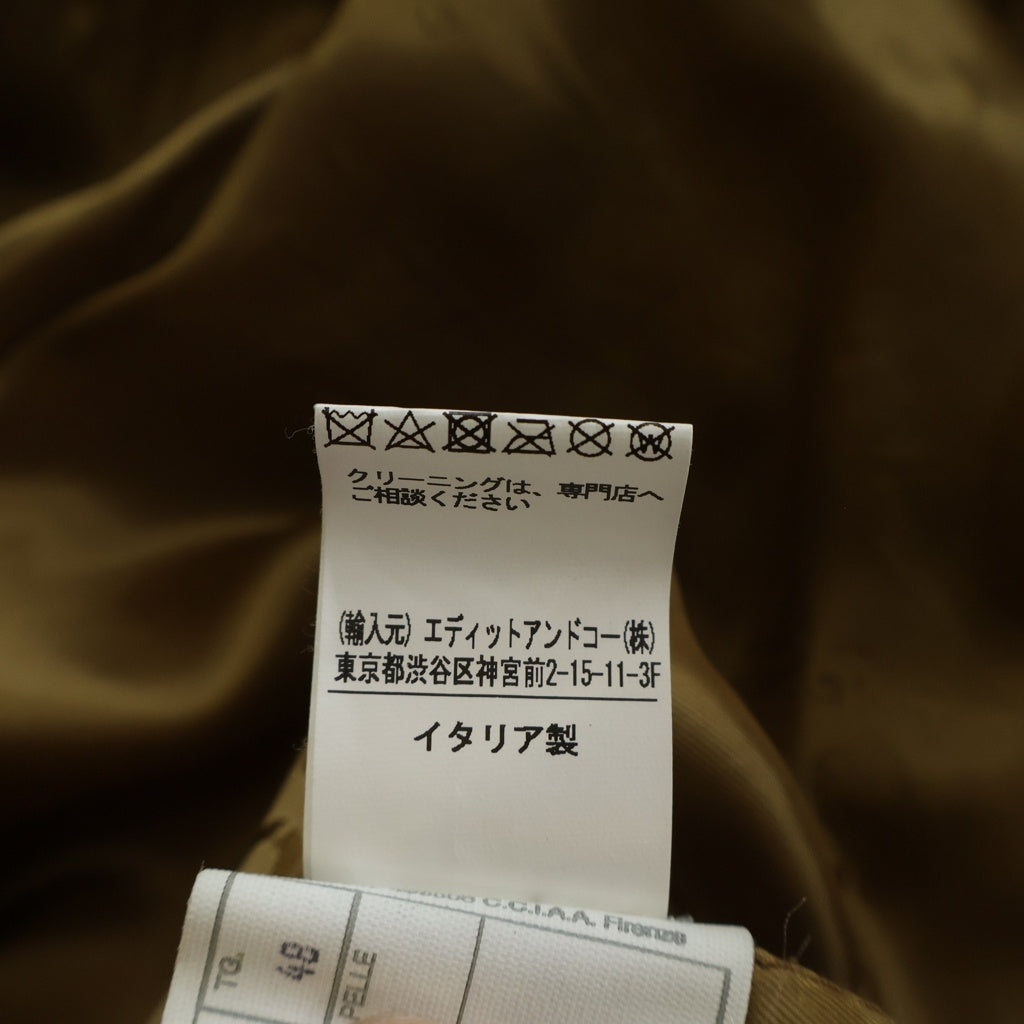Cinquanta(チンクアンタ) スタンドカラー ジップアップ レザー シングルライダースジャケット ブラック H-502