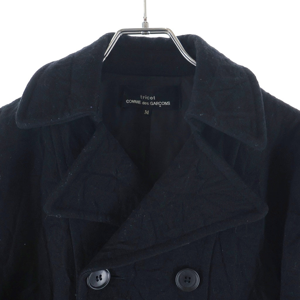 tricot COMME des GARCONS(トリコ コム デ ギャルソン) 07AW AD2007 シワ加工 ウール混 Pコート レディース ブラック TT-C001