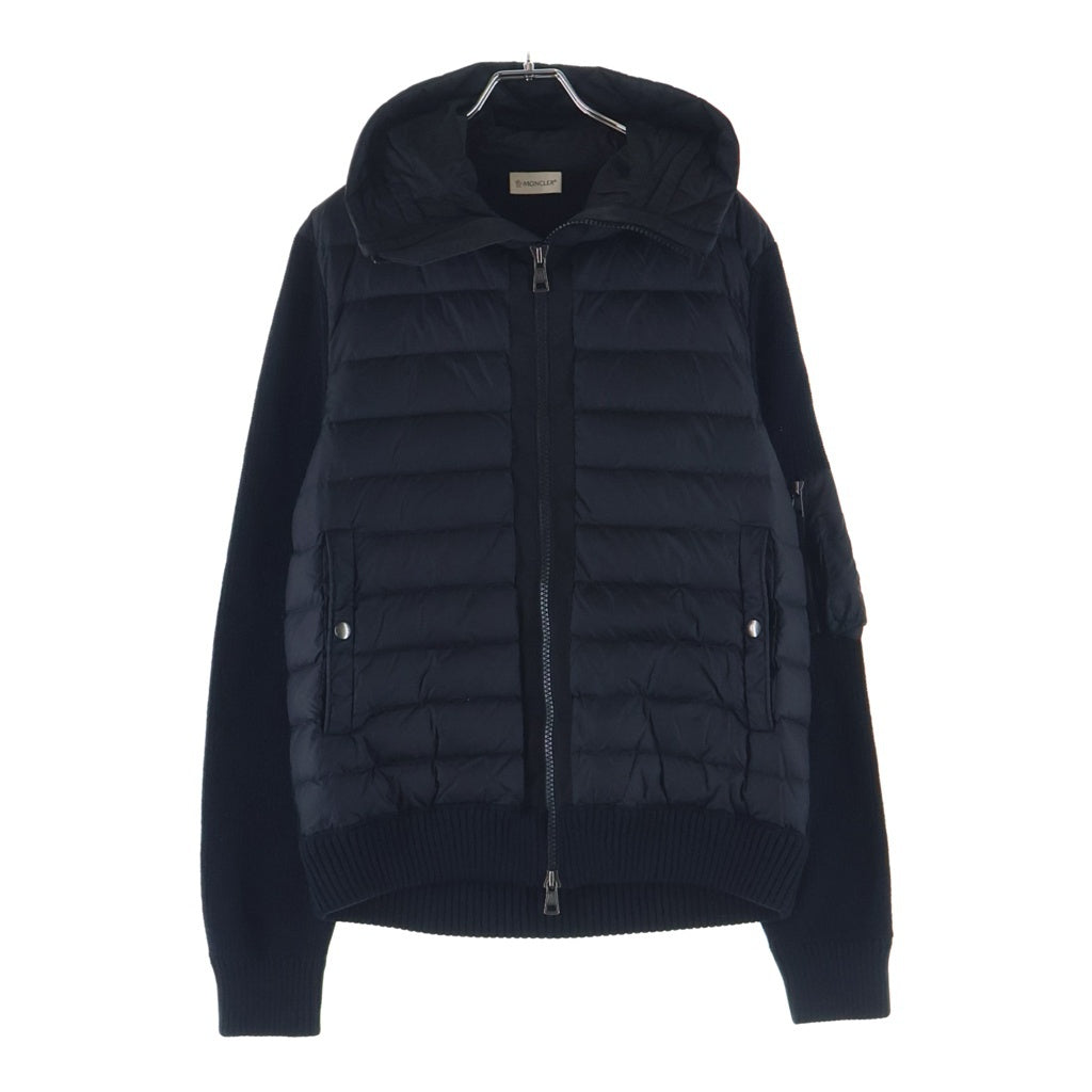 MONCLER(モンクレール) 21AW CARDIGAN TRICOT 袖ニット切り替え フーデッドダウンジャケット ブラック G20919B50800