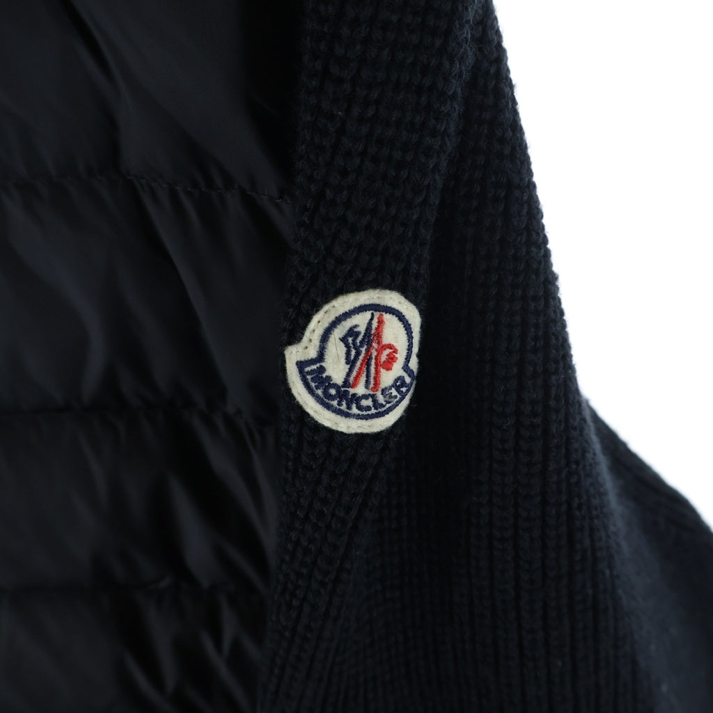 MONCLER(モンクレール) 21AW CARDIGAN TRICOT 袖ニット切り替え フーデッドダウンジャケット ブラック G20919B50800