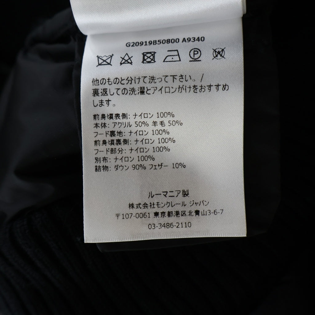 MONCLER(モンクレール) 21AW CARDIGAN TRICOT 袖ニット切り替え フーデッドダウンジャケット ブラック G20919B50800