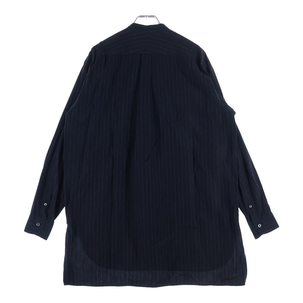 COMOLI(コモリ) 19AW バンドカラー ストライプ 長袖シャツ ブラック