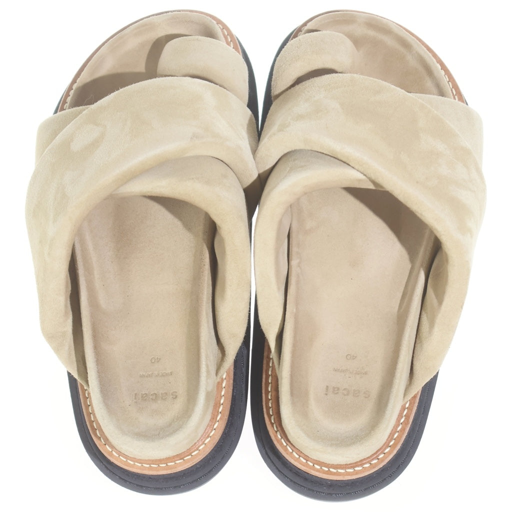 Sacai(サカイ) MULTIPLE SOLE SANDLES マルチソール スウェード クロスストラップ 厚底サンダル ベージュ 23-03069M