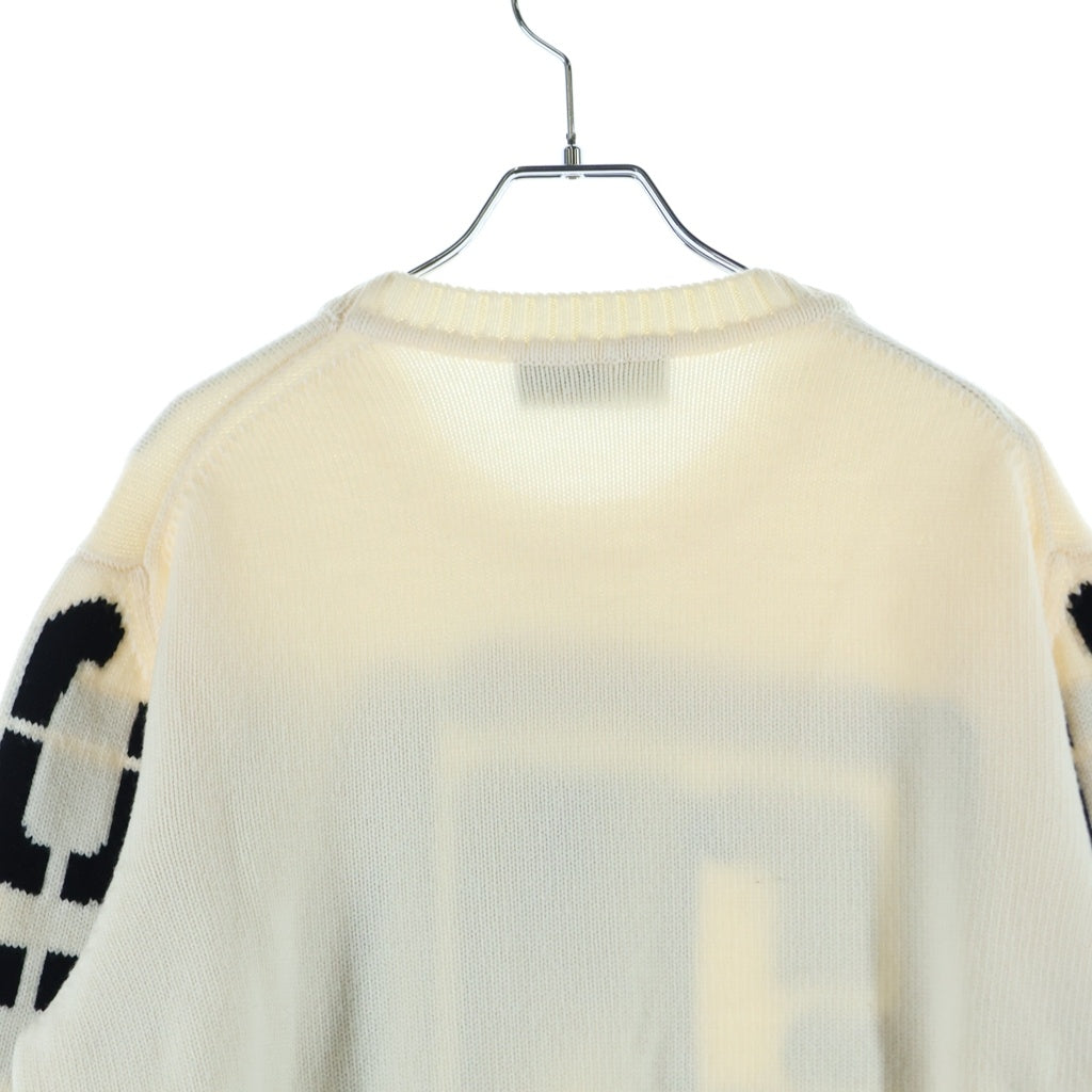 FENDI(フェンディ) 20AW ビッグロゴ クルーネックプルオーバー ニットセーター ホワイト FZY111 ADU6