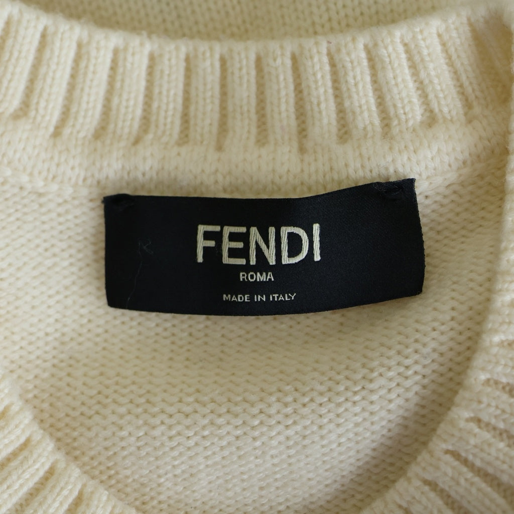 FENDI(フェンディ) 20AW ビッグロゴ クルーネックプルオーバー ニットセーター ホワイト FZY111 ADU6