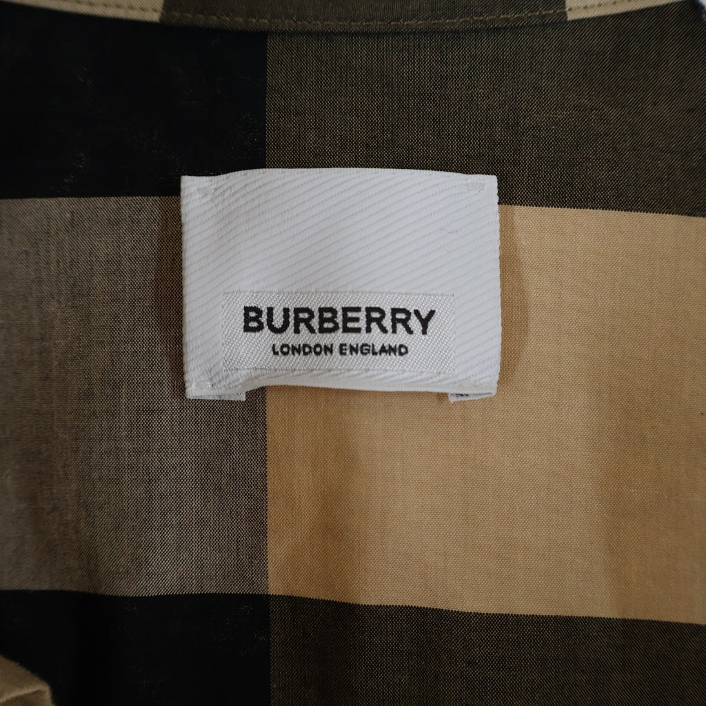 BURBERRY(バーバリー) 20AW ロゴパッチワーク チェック柄 プリント長袖シャツ ブラウン