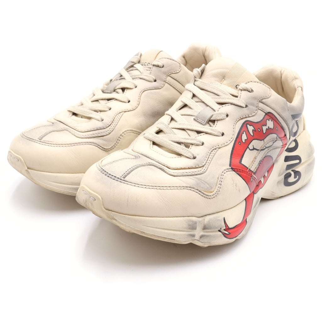 GUCCI(グッチ) Rhyton Mouth / Lip Print raitonn ライトン マウスプリント レザーローカットスニーカー ホワイト 552089