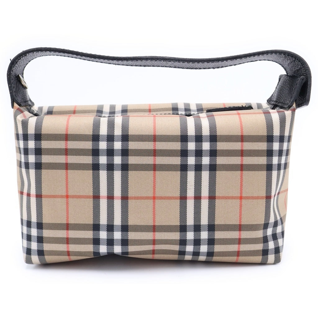 BURBERRY(バーバリー) ナイロン レザーハンドル ノヴァチェック コスメポーチ ベージュ レディース