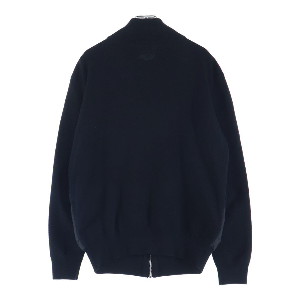 PRADA(プラダ) トライアングルロゴ ニット切替 ジップアップ ナイロンジャケット ブラック UMG116