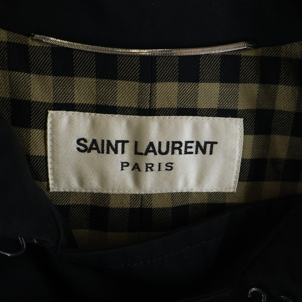 SAINT LAURENT PARIS(サンローランパリ) 13AW 裏地チェック コットンギャバジン トレンチコート ブラック 323875 Y821B