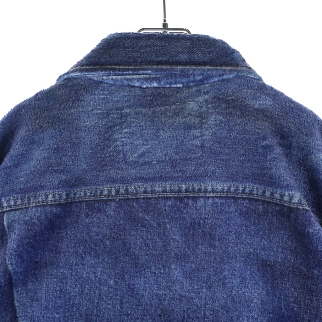 TALKING ABOUT THE ABSTRACTION(トーキング アバウト ザ アブストラクション) 25AW DENIM PRINT FUR JKT デニムプリント ファー ジップアップジャケット インディゴ 2526AW-J-001